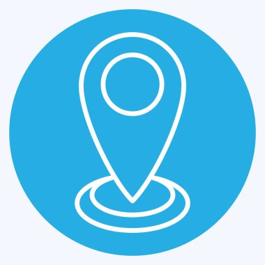 Simge Mevcut Konumu. Konum sembolüyle ilgili. Mavi gözlü. dizayn edilebilir