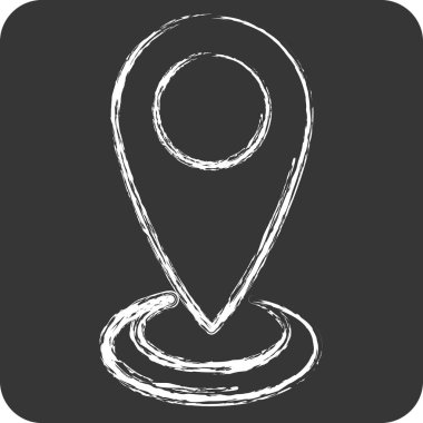 Simge Mevcut Konumu. Konum sembolüyle ilgili. Tebeşir stili. dizayn edilebilir