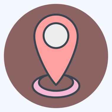 Simge Mevcut Konumu. Konum sembolüyle ilgili. renk arkadaşı stili. dizayn edilebilir