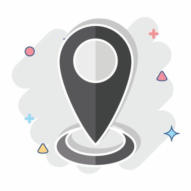 Simge Mevcut Konumu. Konum sembolüyle ilgili. Çizgi roman. dizayn edilebilir