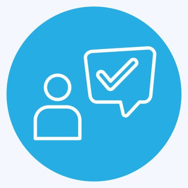 Simge Müşteri Deneyimi. Konuşma sembolüyle ilgili. Mavi gözlü. dizayn edilebilir