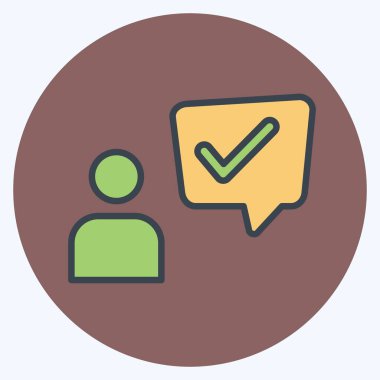 Simge Müşteri Deneyimi. Konuşma sembolüyle ilgili. renk arkadaşı stili. dizayn edilebilir