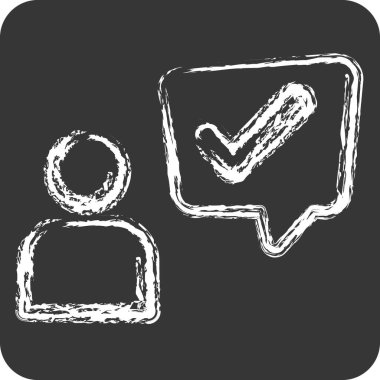 Simge Müşteri Deneyimi. Konuşma sembolüyle ilgili. Tebeşir stili. dizayn edilebilir