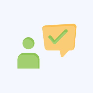 Simge Müşteri Deneyimi. Konuşma sembolüyle ilgili. Düz stil. dizayn edilebilir