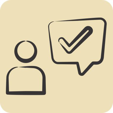 Simge Müşteri Deneyimi. Konuşma sembolüyle ilgili. El çizimi tarzı. dizayn edilebilir