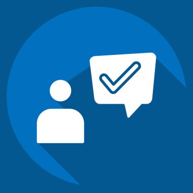 Simge Müşteri Deneyimi. Konuşma sembolüyle ilgili. Uzun gölge tarzı. dizayn edilebilir