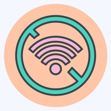 Simge Bağlantısını kes. Wifi sembolüyle ilgili. renk arkadaşı stili. dizayn edilebilir