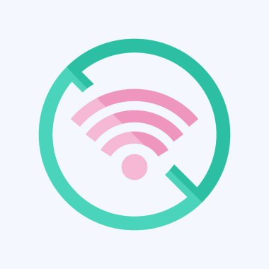 Simge Bağlantısını kes. Wifi sembolüyle ilgili. Düz stil. dizayn edilebilir