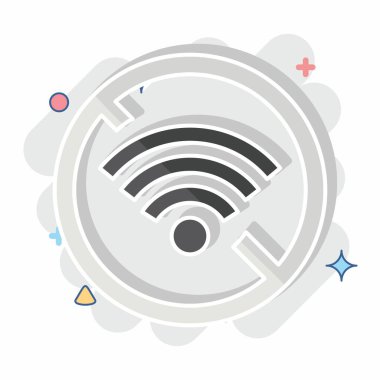 Simge Bağlantısını kes. Wifi sembolüyle ilgili. Çizgi roman. dizayn edilebilir