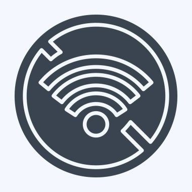 Simge Bağlantısını kes. Wifi sembolüyle ilgili. Kabartma tarzı. dizayn edilebilir