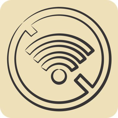 Simge Bağlantısını kes. Wifi sembolüyle ilgili. El çizimi tarzı. dizayn edilebilir