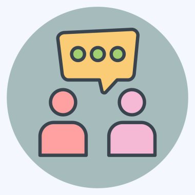 Simge Tartışması. Konuşma sembolüyle ilgili. renk arkadaşı stili. dizayn edilebilir