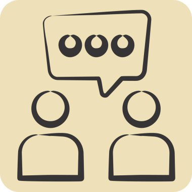 Simge Tartışması. Konuşma sembolüyle ilgili. El çizimi tarzı. dizayn edilebilir