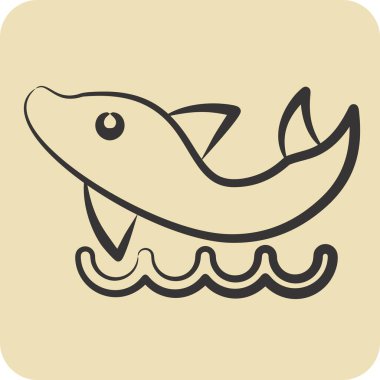 Simge Yunusu. Hawaii sembolüyle ilgili. El çizimi tarzı. dizayn edilebilir