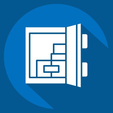 Simge kapısı sensörü. İç Güvenlik sembolüyle ilgili. uzun gölge biçimi