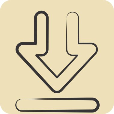 İndirme sembolü ile ilgili simge indirme 2. El çizimi tarzı. dizayn edilebilir