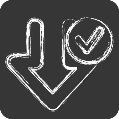 Simge indirme tamamlandı. İndirme sembolüyle ilgili. Tebeşir stili. dizayn edilebilir