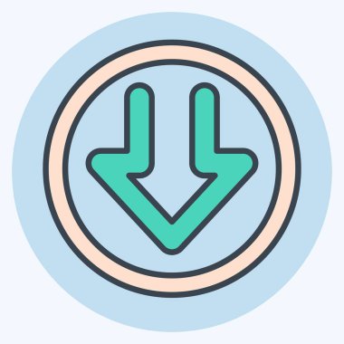 Simge indirme işlemi. İndirme sembolüyle ilgili. renk arkadaşı stili. dizayn edilebilir