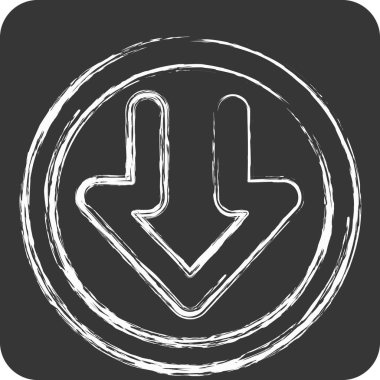 Simge indirme işlemi. İndirme sembolüyle ilgili. Tebeşir stili. dizayn edilebilir