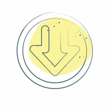 Simge indirme işlemi. İndirme sembolüyle ilgili. Renkli Leke Biçimi. dizayn edilebilir