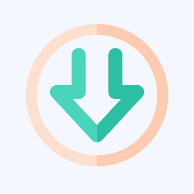 Simge indirme işlemi. İndirme sembolüyle ilgili. Düz stil. dizayn edilebilir