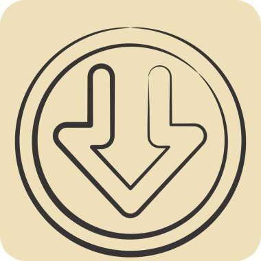 Simge indirme işlemi. İndirme sembolüyle ilgili. El çizimi tarzı. dizayn edilebilir