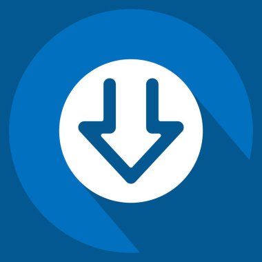 Simge indirme işlemi. İndirme sembolüyle ilgili. Uzun gölge tarzı. dizayn edilebilir