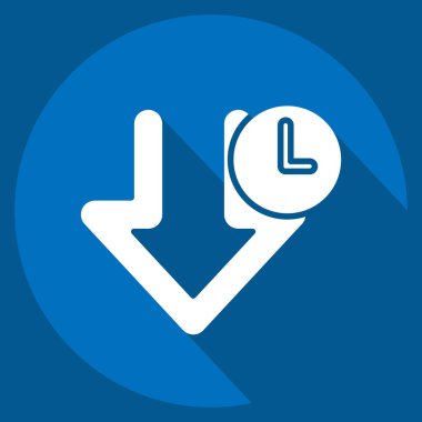 Simge İndirme Zamanı. İndirme sembolüyle ilgili. Uzun gölge tarzı. dizayn edilebilir