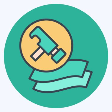 Dayanıklı Simge. Yatak sembolü ile ilgili. renk arkadaşı stili. dizayn edilebilir