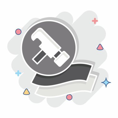 Dayanıklı Simge. Yatak sembolü ile ilgili. Çizgi roman. dizayn edilebilir