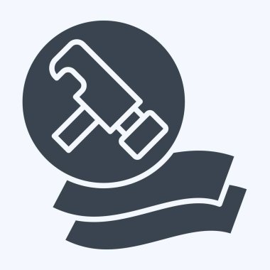 Dayanıklı Simge. Yatak sembolü ile ilgili. Kabartma tarzı. dizayn edilebilir