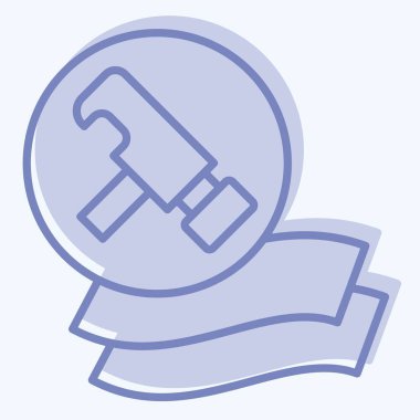 Dayanıklı Simge. Yatak sembolü ile ilgili. İki ton stili. dizayn edilebilir