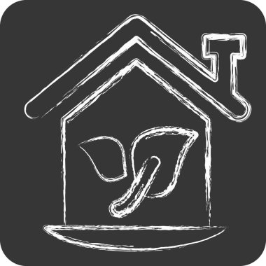 İkon Ekonomi Evi. House sembolüyle ilgili. Tebeşir stili. dizayn edilebilir