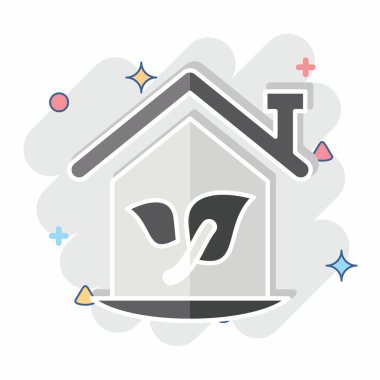 İkon Ekonomi Evi. House sembolüyle ilgili. Çizgi roman. dizayn edilebilir