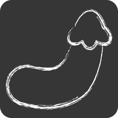 Simgesel patlıcan. Meyve ve Sebze Sembolü ile ilgili. Tebeşir stili. düzenlenebilir