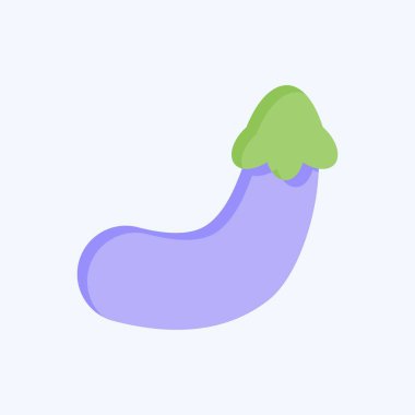 Simgesel patlıcan. Meyve ve Sebze Sembolü ile ilgili. Düz stil. düzenlenebilir