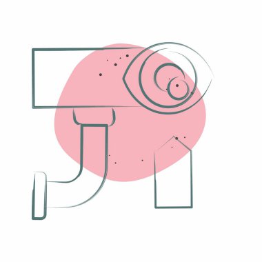 Simge Elektronik Gözetleme. İç Güvenlik sembolüyle ilgili. Renkli Leke Biçimi