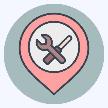 Simge Mühendisliği. Konum sembolüyle ilgili. renk arkadaşı stili. dizayn edilebilir