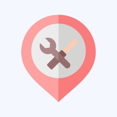 Simge Mühendisliği. Konum sembolüyle ilgili. Düz stil. dizayn edilebilir