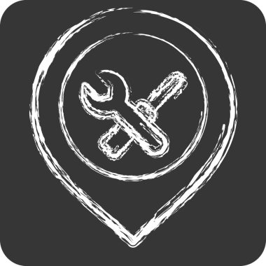 Simge Mühendisliği. Konum sembolüyle ilgili. Tebeşir stili. dizayn edilebilir