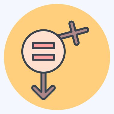 Simge Eşitliği. Feminizm sembolüyle ilgili. renk arkadaşı stili. dizayn edilebilir