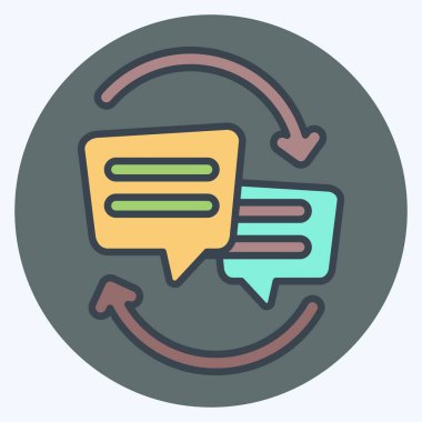 Simge Fikir Değiştirme. Konuşma sembolüyle ilgili. renk arkadaşı stili. dizayn edilebilir