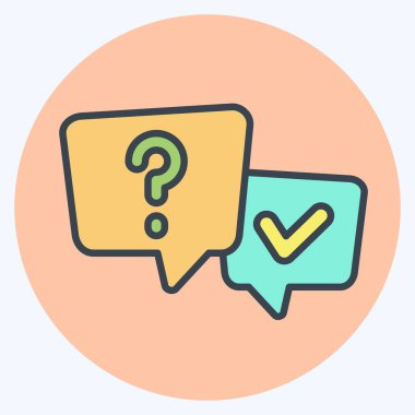 Icon SSS. Konuşma sembolüyle ilgili. renk arkadaşı stili. dizayn edilebilir