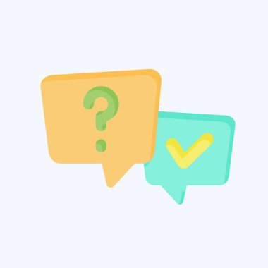 Icon SSS. Konuşma sembolüyle ilgili. Düz stil. dizayn edilebilir