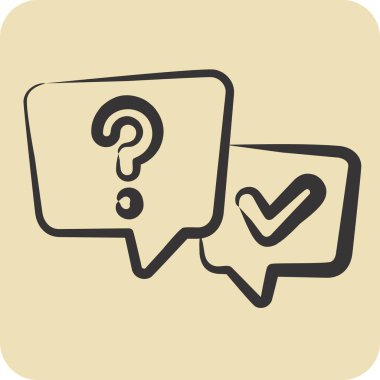 Icon SSS. Konuşma sembolüyle ilgili. El çizimi tarzı. dizayn edilebilir