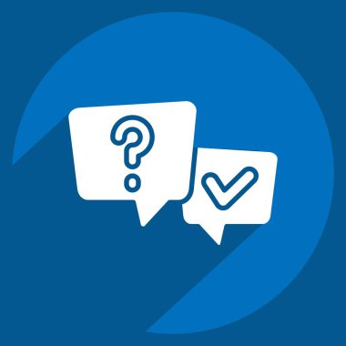 Icon SSS. Konuşma sembolüyle ilgili. Uzun gölge tarzı. dizayn edilebilir