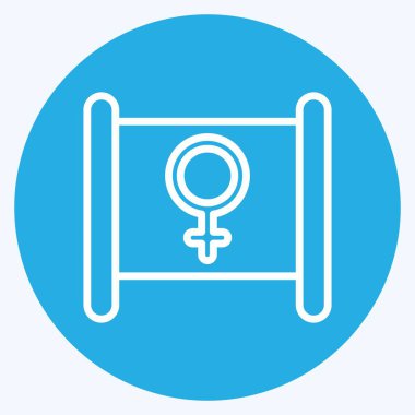 Simge feminizmi. Feminizm sembolüyle ilgili. Mavi gözlü. dizayn edilebilir
