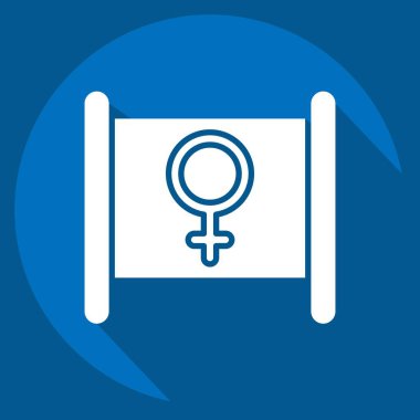 Simge feminizmi. Feminizm sembolüyle ilgili. Uzun gölge tarzı. dizayn edilebilir