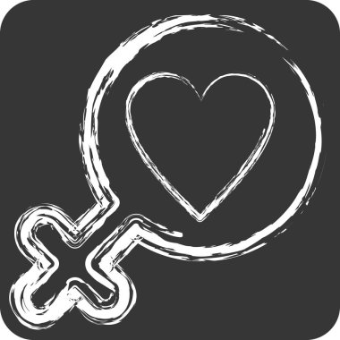 Doğruluk için ikon savaşı. Feminizm sembolüyle ilgili. Tebeşir stili. dizayn edilebilir