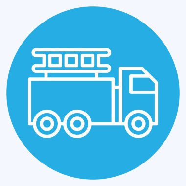 İkon İtfaiye Aracı. Ulaşım sembolüyle ilgili. Mavi gözlü. dizayn edilebilir